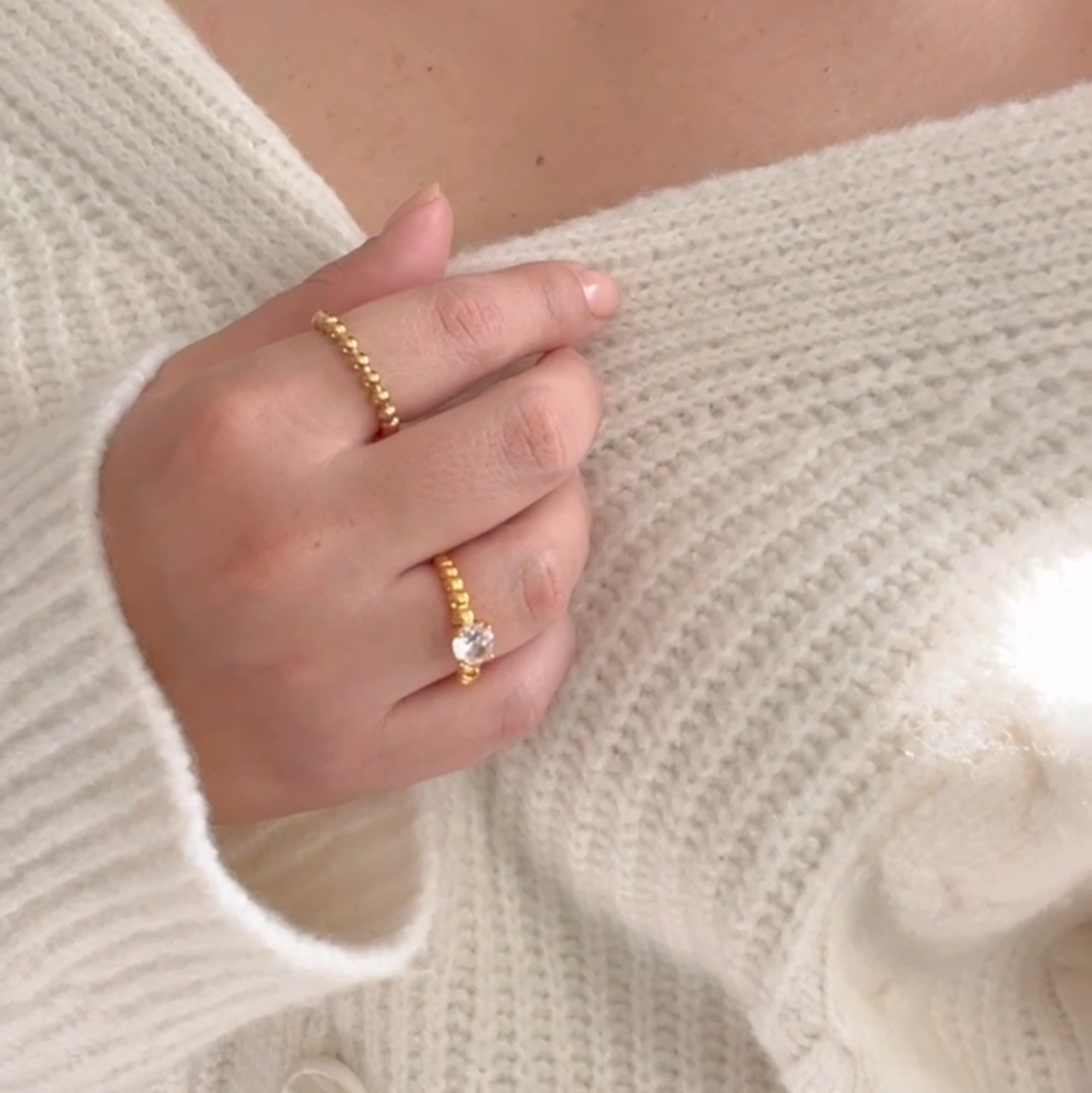 Thick Beaded Rings – Plain and Zirconia Accent