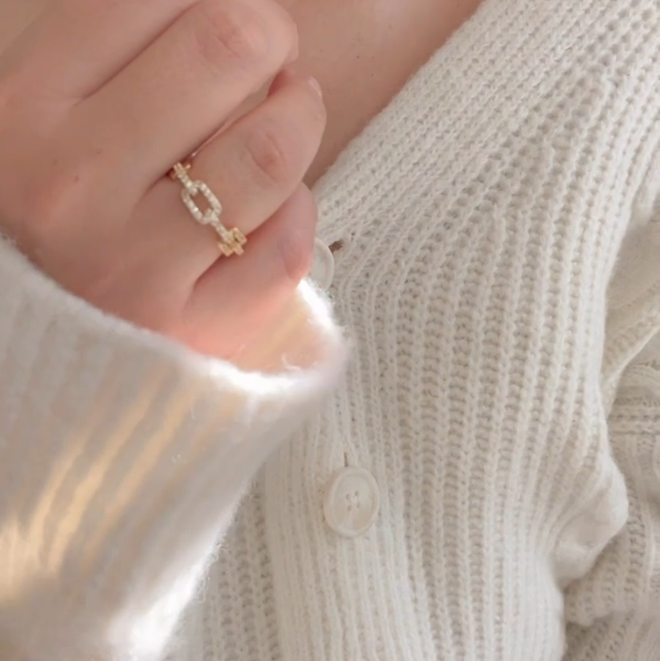 Vintage Rectangle Zirconia Rings Adjustable Green and White