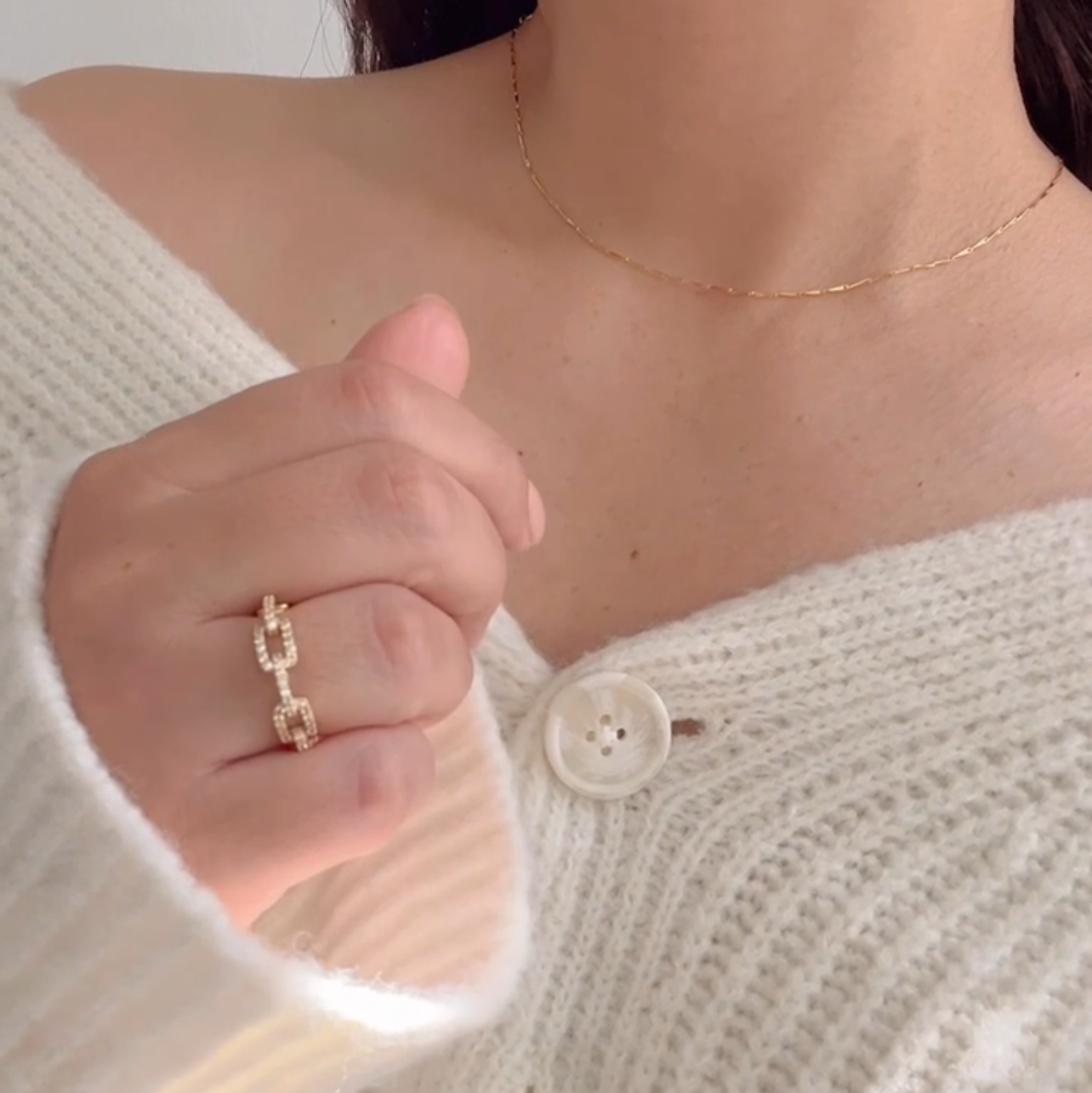 Vintage Rectangle Zirconia Rings Adjustable Green and White