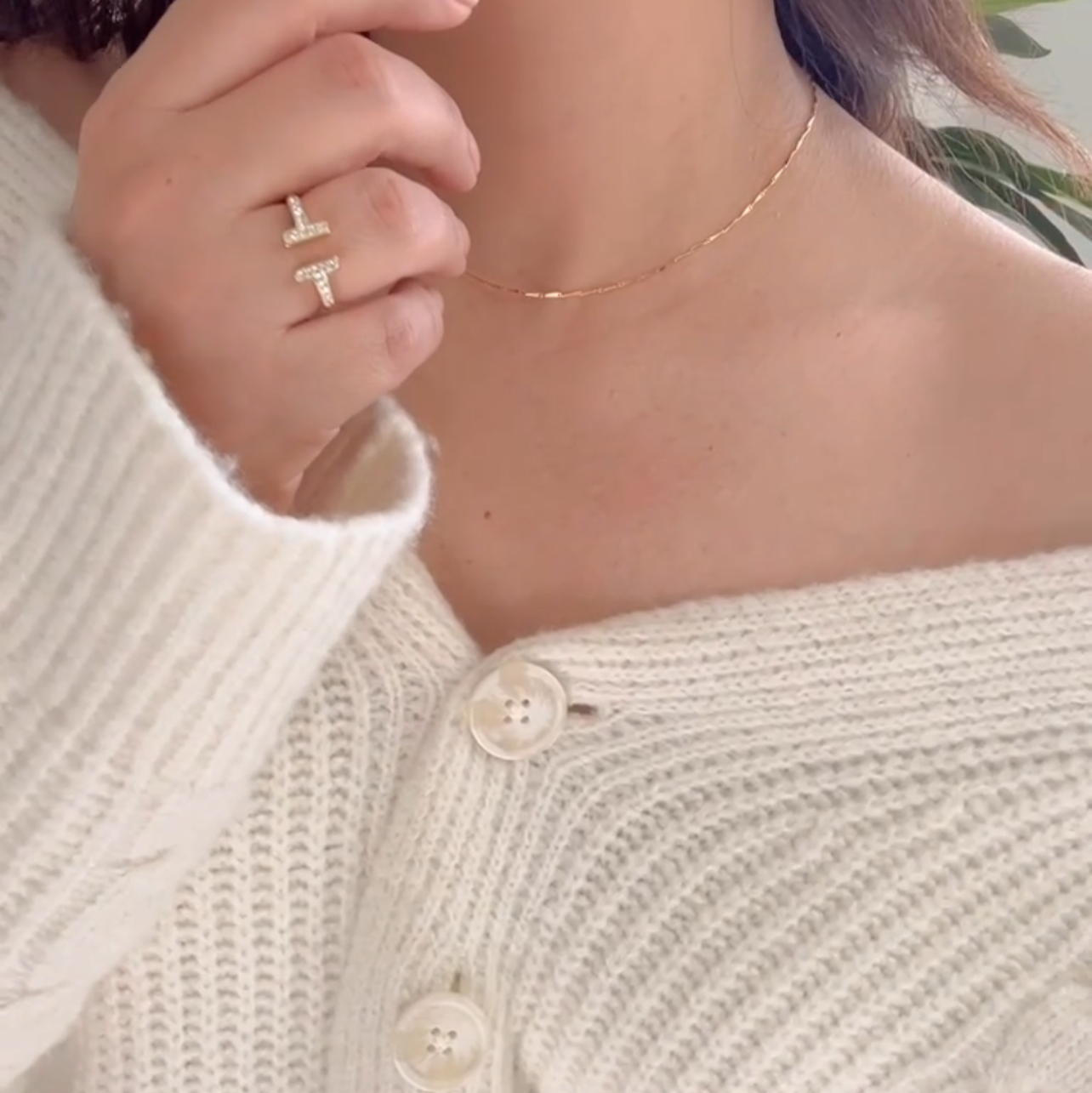 Open T Bar Ring Zirconia Stones