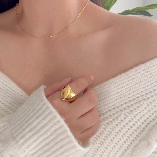 Heart Dome and Woven Chain Rings – Large Stainless Steel Designs