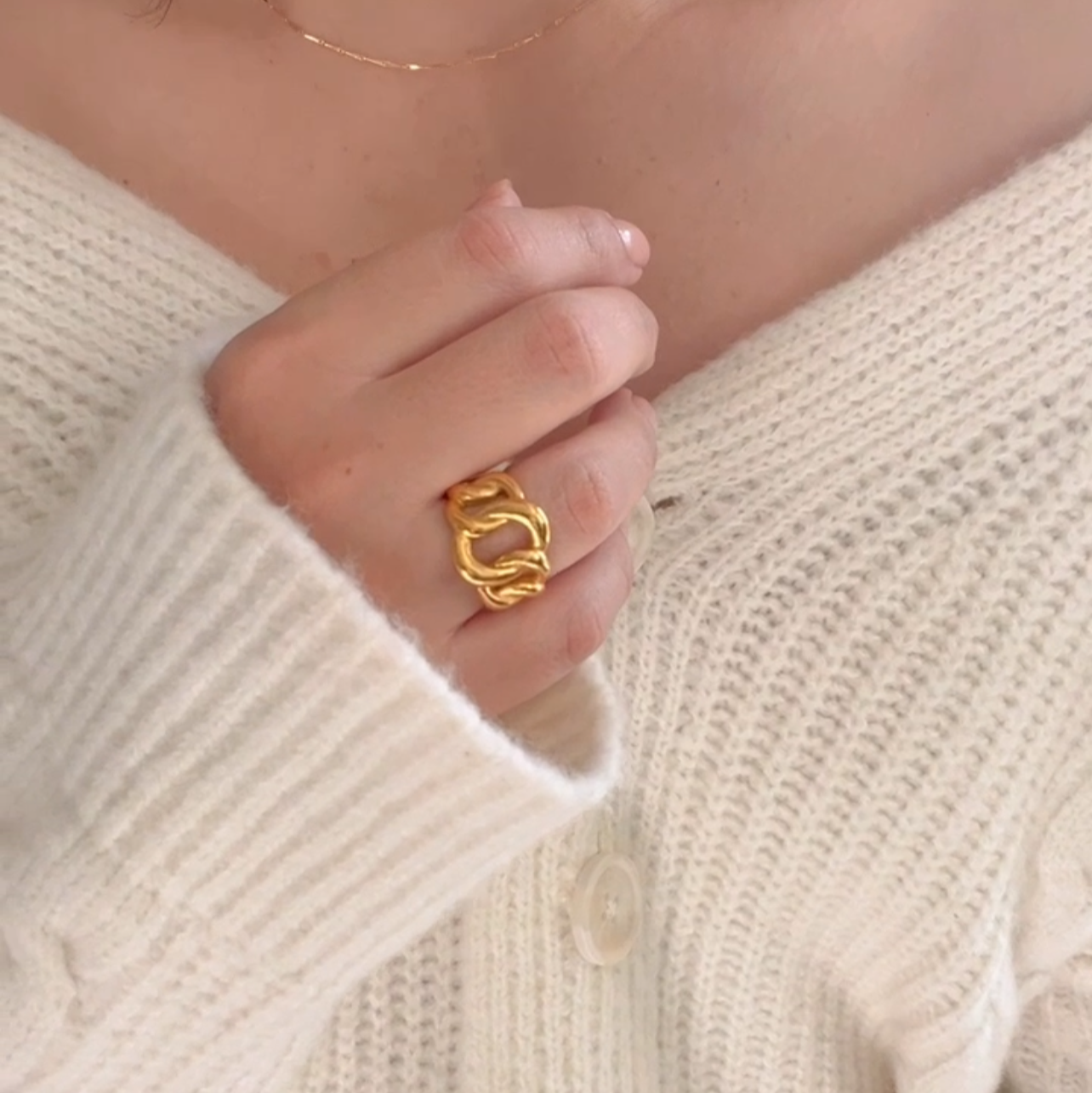 Heart Dome and Woven Chain Rings – Large Stainless Steel Designs