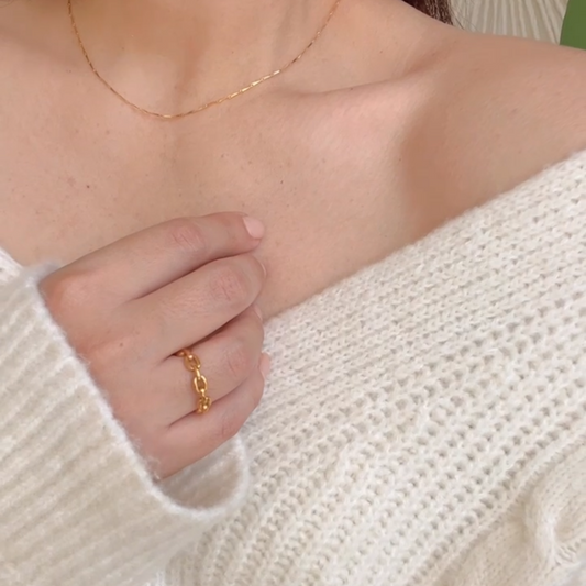 Chain Link Ring  Minimalist Stainless Steel