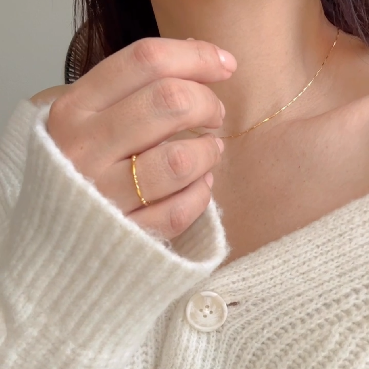 Beaded Stackable Ring Minimalist Design