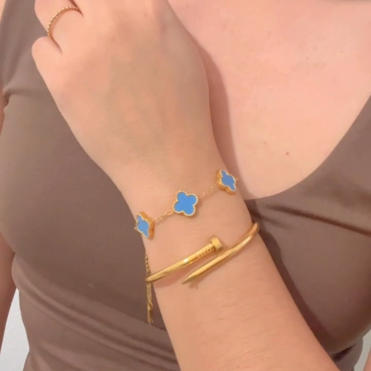 Five-Leaf Clover Bracelet – Stainless Steel, Multiple Colors