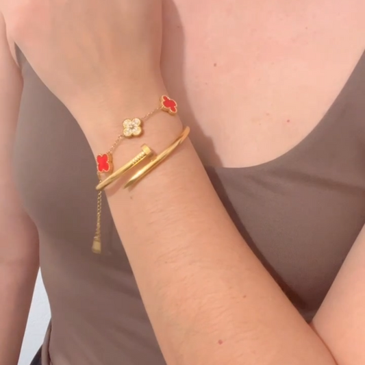 Five-Leaf Clover Bracelet – Stainless Steel, Multiple Colors