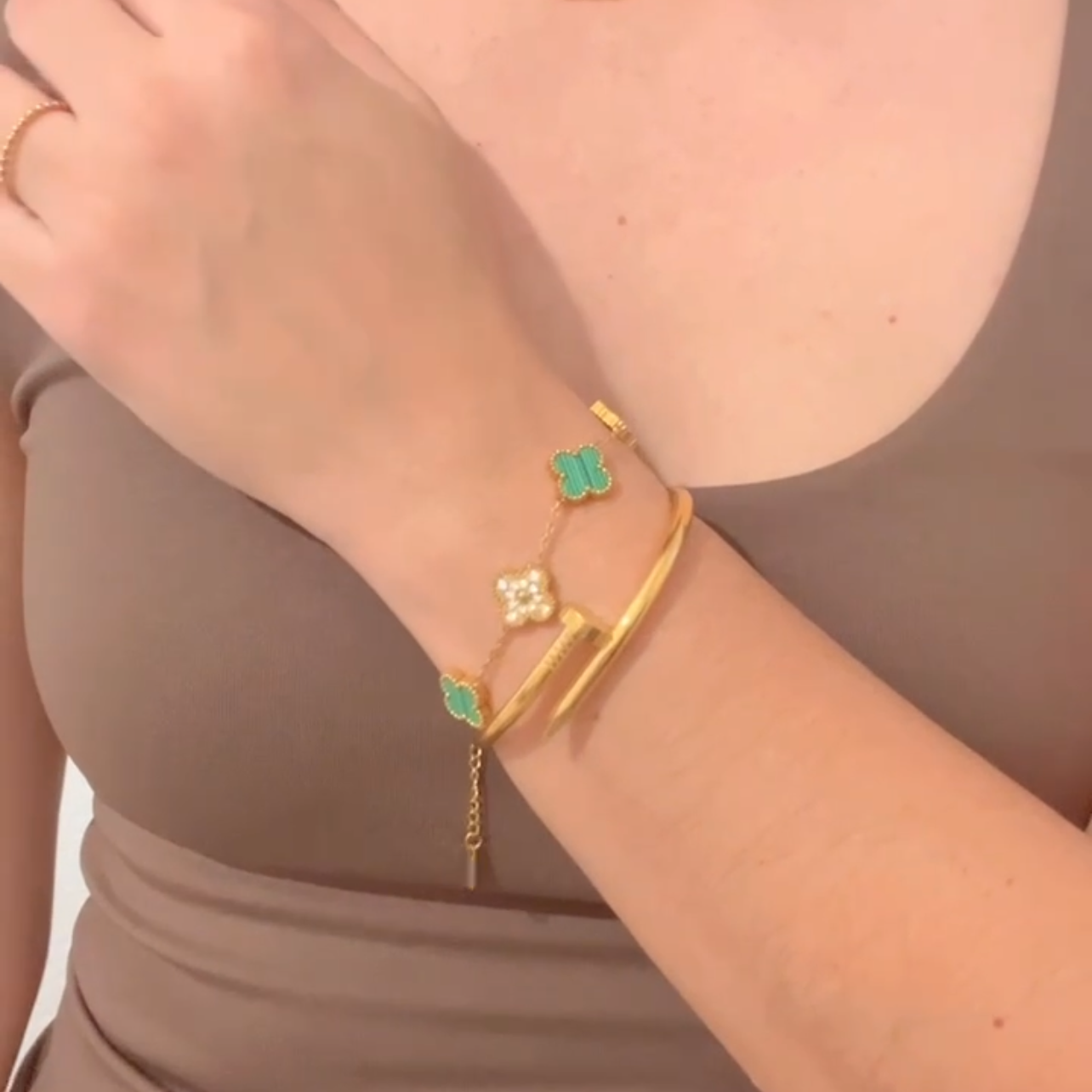 Five-Leaf Clover Bracelet – Stainless Steel, Multiple Colors