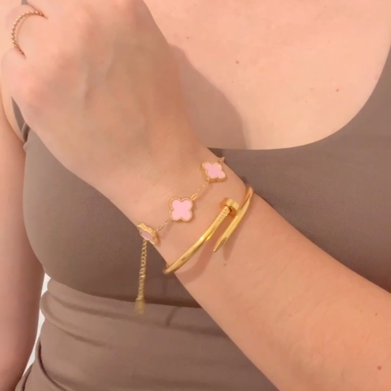 Five-Leaf Clover Bracelet – Stainless Steel, Multiple Colors