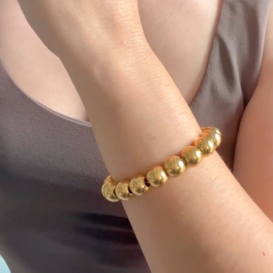 Sphere - Gold Beaded Bracelets – Elastic or Chain Style