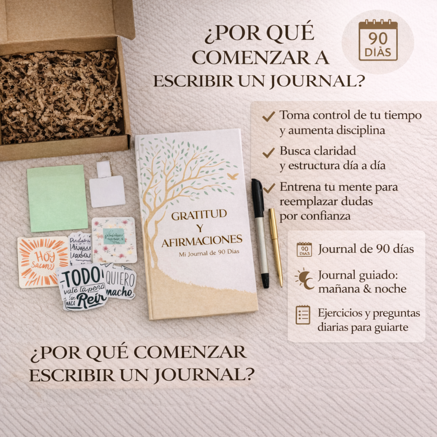 Kit de journal de gratitud y afirmaciones para crear el hábito diario de gratitud y enfoque personal