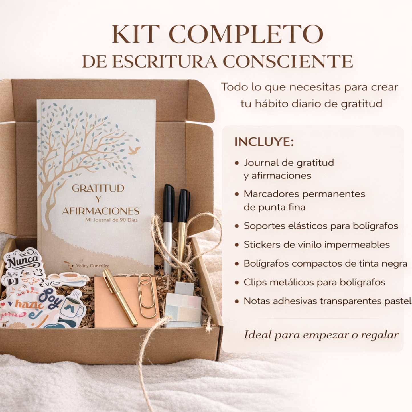 Kit de journal de gratitud y afirmaciones para crear el hábito diario de gratitud y enfoque personal