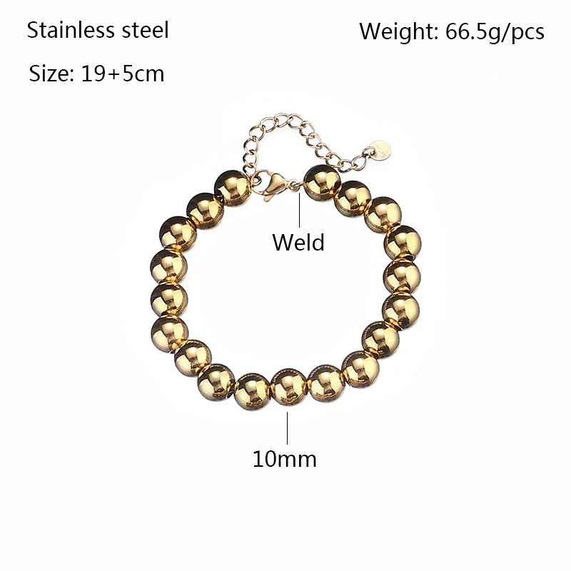 Sphere - Gold Beaded Bracelets – Elastic or Chain Style
